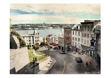Quebec City street view painting