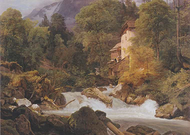 Mountain Mill Landscape Painting