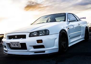 White Nissan Skyline GT-R R34