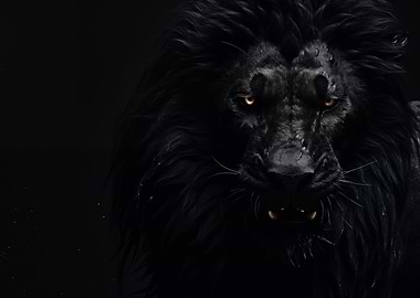 Black Lion Portrait Art