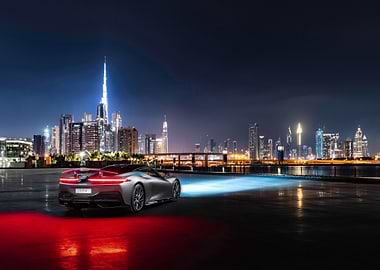 luxury car in dubai at night