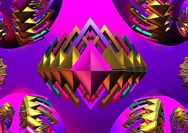 Everted - Abstract Fractal Shapes in Purple and Gold