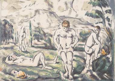 Bathers in a Landscape Painting