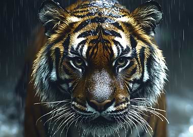 Tiger in the Rain Close-Up