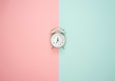 Alarm Clock on Pink and Blue