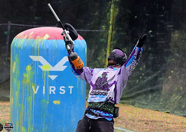 Paintball Player Celebrating Victory