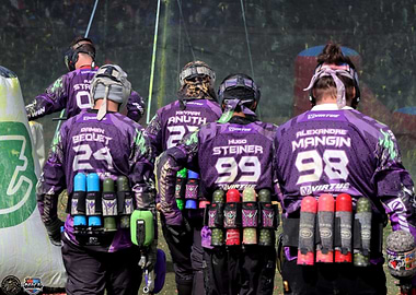 Paintball Team in Purple Jerseys
