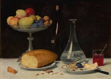 Still Life with Fruit, Bread, and Wine