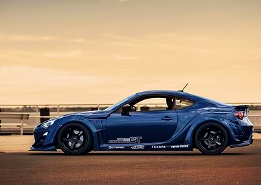 Blue Sports Car Side View