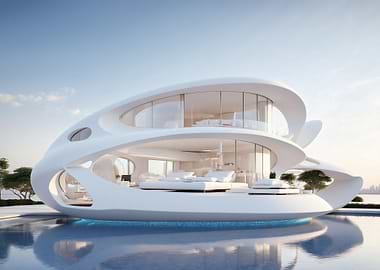 Futuristic White House on Water