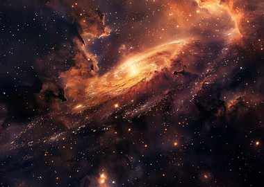 Dramatic Galaxy with Orange Nebula