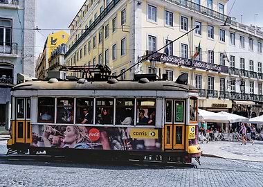 Lisbon Tram in Cityscape