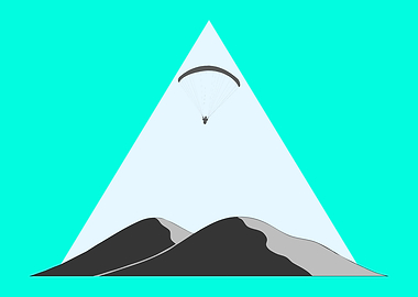 Paragliding over dunes, minimalist design