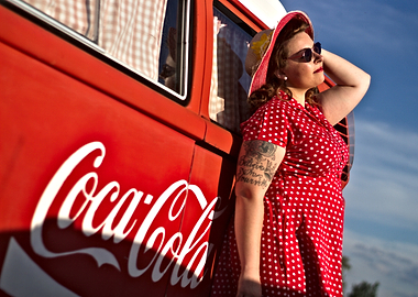 Vintage Coca-Cola Truck with Woman