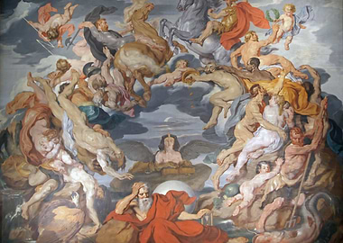 Baroque Ceiling Painting with Mythological Figures