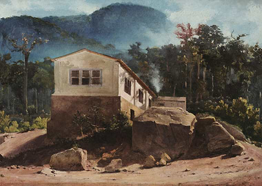 House in a Mountainous Landscape Painting