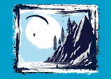 Paragliding Adventure Landscape Illustration