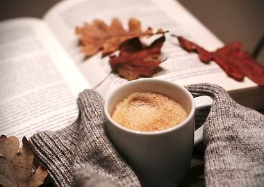 Autumn Coffee and Book Still Life