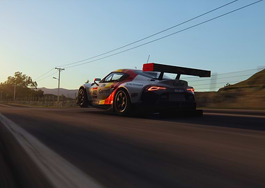 Toyota Supra Race Car on Track