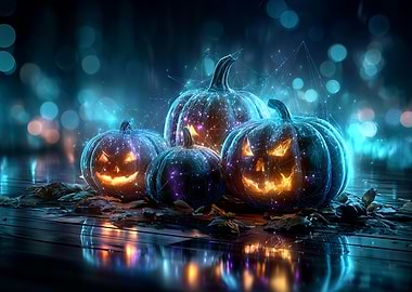 Halloween Pumpkins with Digital Glow