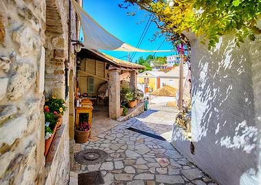 Charming European Street Scene, Corfu, Greece