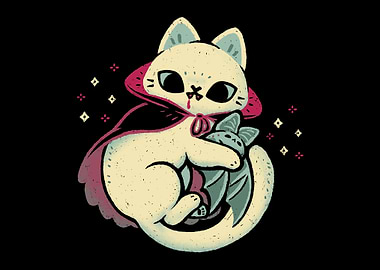 Cute Vampire Cat bites Bat