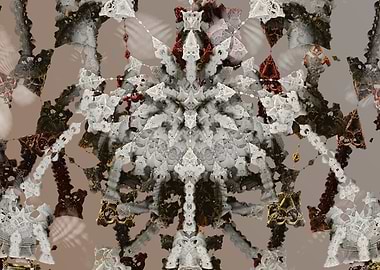 Articulated Fragment of Established Elegance - Abstract Fractal Pattern in White and Brown