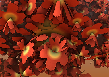 Autumn Abstract Orange Floral Fractal Art