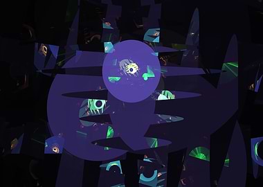 Eye Stare - Abstract Dark Blue and Green Fractal