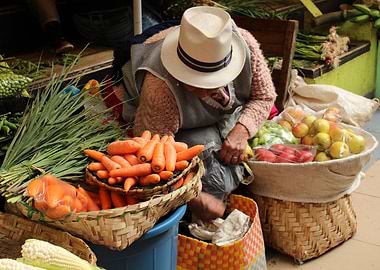 Market Vendor with Fresh Produce