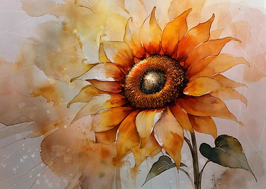 Watercolor Sunflower Abstract Painting