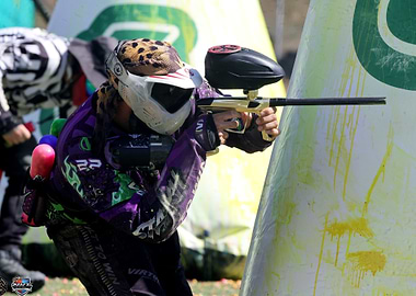 Paintball Player Aiming Gun