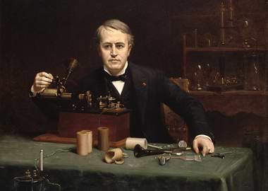 Thomas Edison portrait with phonograph