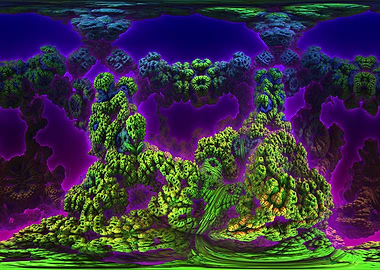 Coral Of Kepler 62e - Fractal Landscape with Green and Purple Hues