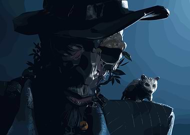 Mysterious Figure with Opossum