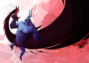 Dofus: Stylized Demon and Small Red Poster