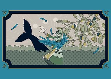 Whale Tail and Woman with Wings