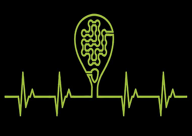 Brainwave Heartbeat Line Art