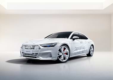 Audi A7L White Car Studio Shot