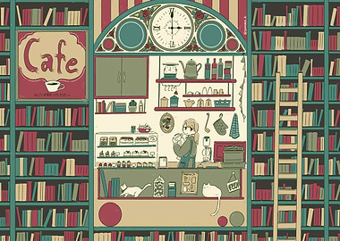 Library Cafe Illustration