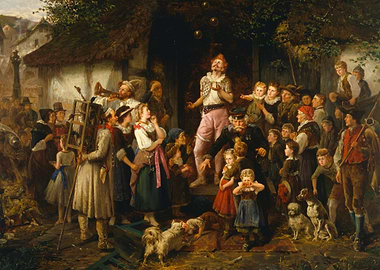 Village Scene with Juggler and Crowd