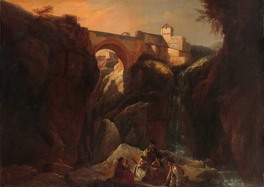 Landscape with Bridge and Figures Painting