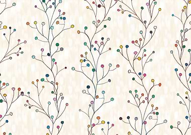 Colorful Berries on Branches Pattern