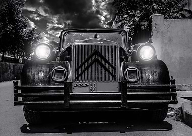 Vintage Car in Black and White