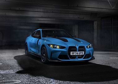 Blue BMW M4 CSL in Parking Garage