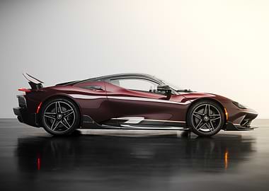 Maroon Sports Car Side View