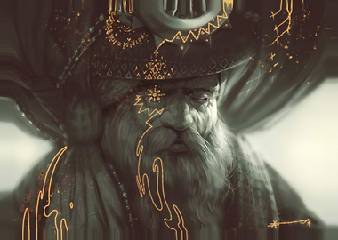 Shaman Dwarf Portrait with Golden Accents