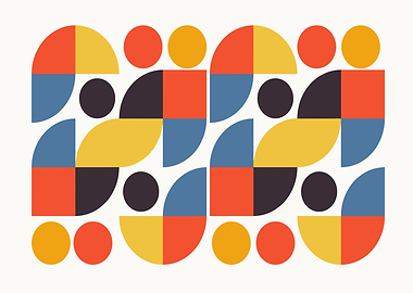 Geometric Pattern with Circles and Squares