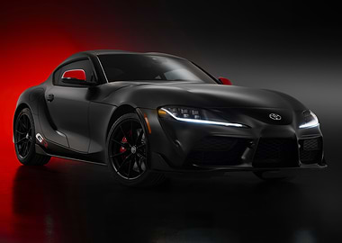 Black Toyota Supra with Red Accents