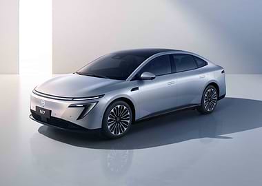 Silver Xpeng N7 Electric Car